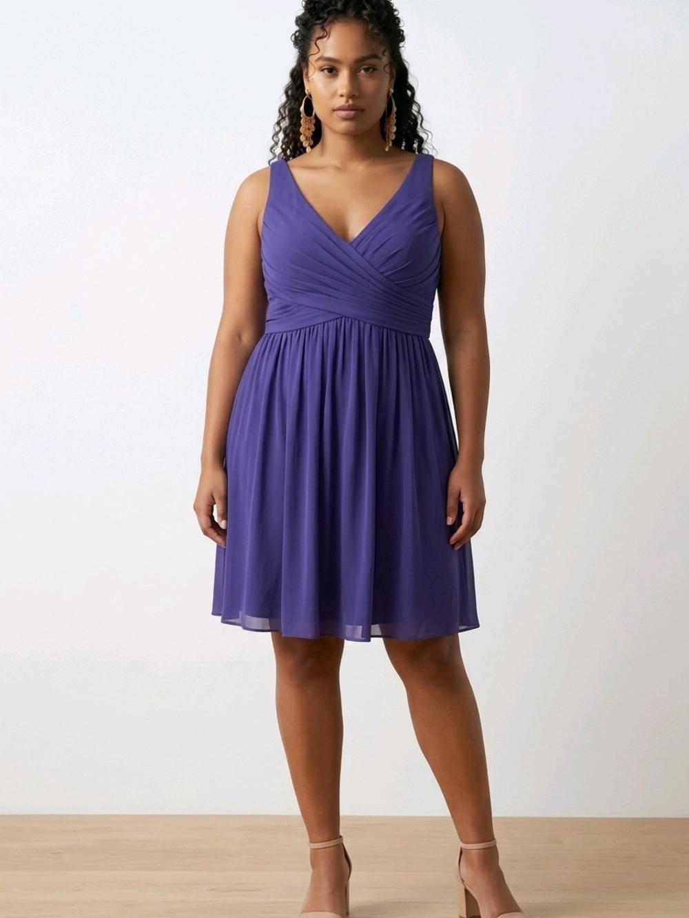 NWT David's Bridal Regency Purple Crossover Tank Short Dress W/ Cowl Back Sz 14
